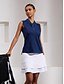 economico Women&#039;s Clothing-Navy Rose Sleeveless Polo Shirt