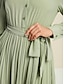 cheap Casual Dresses-Hem Belted Turndown Long Sleeve Maxi Dress