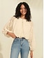 cheap Blouses-Chiffon Leopard Juliet Puff Sleeve Crew Neck Casual Blouse