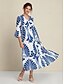 billige Print Dresses-Folk Print Chiffon V Wire Maxi Dress