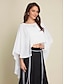 cheap Two Piece Sets-Chiffon Irregular Hem Blouse &amp; Satin Contrasting Binding Process Two Piece Set