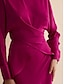 cheap Two Piece Sets-Satin Wedding Guest Magyar Sleeve Shirt &amp; Mid Waist Maxi Skirt Two Piece Set