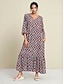 billige Print Dresses-Geometric Satin V Neck Maxi Dress