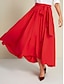 abordables Skirts-Elastic Cotton Belted Midi Skirt