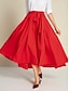 cheap Skirts-Cotton Elastic High Low Belted Midi Skirt