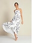 billige Print Dresses-Cross Back Halter Maxi Dress
