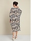 abordables Print Dresses-Leopard V Neck Asymmetric Hem Midi Dress