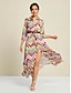 preiswerte Print Dresses-Geometric Satin Split Sleeve Maxi Dress