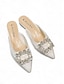 billige Flate sko til damer-Rhinestone Buckle Pointed Toe Mules