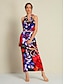 abordables Robes Soirée-Backless Knit Floral Maxi Party Dress