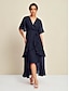 preiswerte Silvester Kleider-Ruffle Sleeve Chiffon Maxi Dress