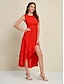 cheap Party Dresses-Chiffon Ruffle Hem Orange Red Sleeveless Party Maxi Dress