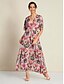 billige Print Dresses-Floral V Neck High Waist Maxi Dress