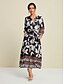 billige Print Dresses-Loose Floral Print V Neck Maxi Dress