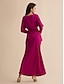 cheap Two Piece Sets-Satin Wedding Guest Magyar Sleeve Shirt &amp; Mid Waist Maxi Skirt Two Piece Set