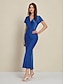 preiswerte Silvester Kleider-Satin Trumpet Mermaid Backless Short Sleeve Midi Dress