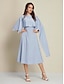 billige Kjoler til nyttårsaften-Satin Mismatched 2 Piece Half Sleeve Midi Dress