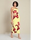 abordables Print Dresses-Print Deep U Midi Dress