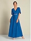 billige Afslappede kjoler-Pleated Chiffon V Neck Maxi Dress
