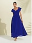 baratos Vestidos Casuais-Pleated Chiffon V Neck Maxi Dress