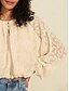 cheap Blouses-Chiffon Leopard Juliet Puff Sleeve Crew Neck Casual Blouse