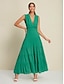 abordables Vestidos casuales-Ruched Chiffon Deep V Sleeveless Maxi Dress