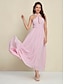 billige Uformelle kjoler-Halter Neck Sleeveless Chiffon Midi Dress