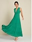 baratos Vestidos Casuais-Ruched Chiffon Sleeveless Maxi Dress