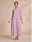 economico Print Dresses-Ethnic Floral Print Maxi Dress Breathable