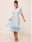 abordables Robes Midi-robe midi en mousseline à imprimé floral et col en V pour les vacances et l&#039;été