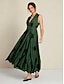 cheap Print Dresses-Polka Dot Satin V Neck Sleeveless Maxi Dress