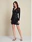 billige Kjoler til nytårsaften-Women&#039;s Black Sequin Party Mini Dress
