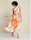 billige Print Dresses-Floral Satin High Neck Sleeveless Maxi Dress