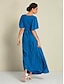 abordables Robes Décontracté-Pleated Chiffon V Neck Maxi Dress