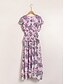 abordables Print Dresses-Flutter Sleeve V Neck Chiffon Maxi Dress