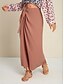 billige Skirts-Knot Wrap Maxi Skirt Cotton Linen