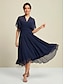 baratos Vestidos de Renda-Chiffon Lace Up Tie Knot Party Midi Dress