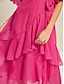 abordables Robes Soirée-Chiffon Ruffle Sleeve Maxi Dress