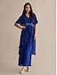 abordables Combinaisons-Sequin Embroidered Chiffon Flare Sleeve V Neck Jumpsuit