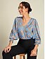 cheap Blouses-Cross Front Satin Puff Sleeve Blouse