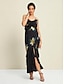 abordables Robes Soirée-Floral Chiffon Ruffle Hem Sleeveless Maxi Dress