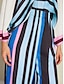 cheap Two Piece Sets-Satin Stripe Magyar Sleeve Blouse&amp;Satin Casual Wide Leg Maxi Pants Two Piece Set