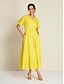 abordables Vestidos casuales-Cotton Belted Maxi Shirt Dress