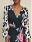 abordables Print Dresses-Leopard Floral Satin Maxi Dress