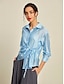 preiswerte Shirts-Drop Shoulder Long Sleeve Drawstring Tencel Shirt