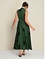 abordables Print Dresses-Polka Dot Satin V Neck Sleeveless Maxi Dress