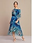 baratos Print Dresses-Butterfly Leopard Satin Maxi Dress