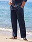 abordables Pants-Hombre Pantalones de lino Pantalones Pantalones de verano Pantalones de playa Correa Cintura elástica Plano Comodidad Transpirable Exterior Diario Noche Moda Ropa de calle Negro Blanco
