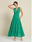 cheap Casual Dresses-Chiffon Hem Ruched Deep V Neck Sleeveless Maxi Dress