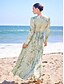 preiswerte Print Dresses-Satin Floral Puff Sleeve V Neck Maxi Dress